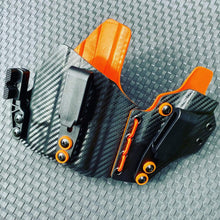 Load image into Gallery viewer, Carbon Fiber Black and Orange Redcon1 Flex IWB (Inside the Waistband) Light-Bearing Holster for Taurus G2c with Streamlight TLR-7
