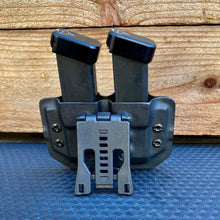 Load image into Gallery viewer, Olive Drab Green Double-Stack 9/40 Dual Magazine Carrier with Tek-Lok Style Belt Clip 2
